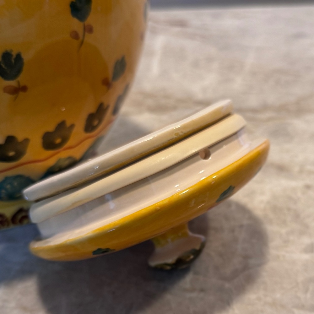 ⬇️💰⬇️Vintage Set of 3 Horchow Hand Painted Tuscan Rooster-inspired Canisters - Picture 6 of 16